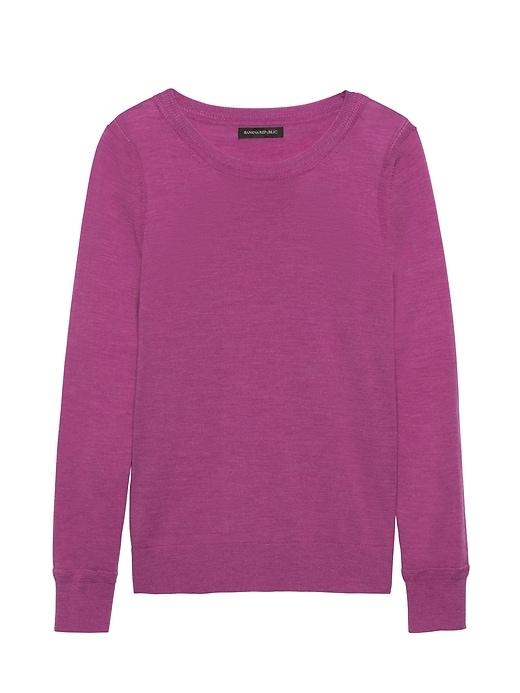Banana Republic Womens Machine-washable Merino Crew Sweater-neck Sweater Berry Jam Size S