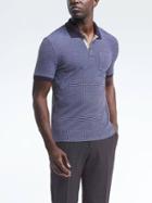 Banana Republic Slim Pique Diamond Print Polo - Light Blue