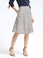 Banana Republic Womens Stripe Twill Midi Skirt - Navy Combo
