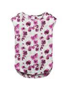 Banana Republic Womens Floral High-low Curved Hem Top Purple Poppy Size S