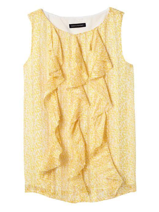 Banana Republic Womens Floral Cascade Ruffle Front Shell - Yellow