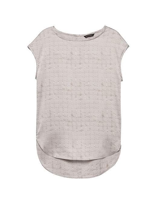 Banana Republic Womens Petite High-low Curved Hem Top Shell Gray Size M