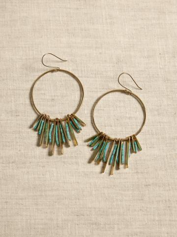 Turquoise And Brass Hoop Earrings | Aureus + Argent