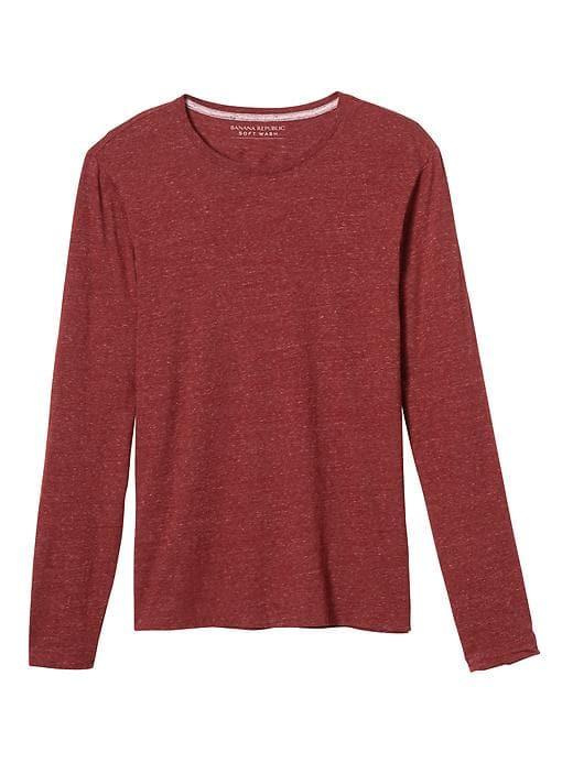 Banana Republic Mens Soft Wash Long Sleeve Tee - Brick