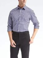 Banana Republic Mens Grant Fit Custom Wash Gingham Shirt - Mantego Bay