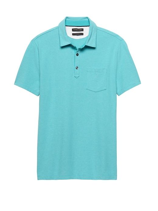 Banana Republic Mens Don';t-sweat-it Stripe Polo Shirt Turquoise Size L