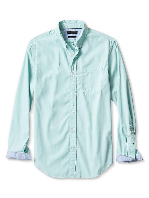 Banana Republic Mens Camden Fit Micro Stripe Custom 078 Wash Shirt Size Xl - Surf Spray