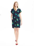 Banana Republic Womens Floral Cap Sleeve Dress Size 0 Petite - Preppy Navy