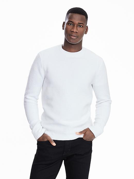 Banana Republic Mens Long Sleeve Cotton Crew Tee Size L Tall - White