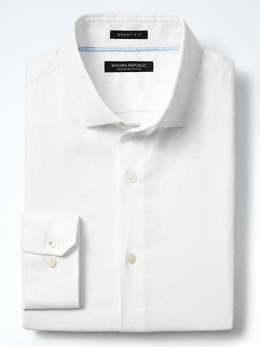 Banana Republic Mens Grant Fit Supima Cotton Texture Shirt - White