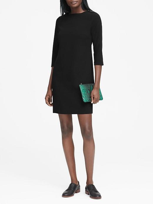 Banana Republic Womens Button-shoulder Shift Dress Black Size 10