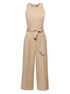 Banana Republic Womens Cropped Linen-blend Wide-leg Jumpsuit Golden Beige Size 20