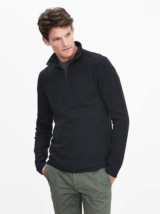 Banana Republic Mens Textured Half Zip Pullover Size L Tall - Black