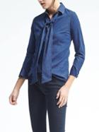 Banana Republic Riley Fit Denim Bow Shirt - Blue