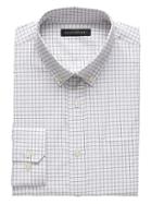 Banana Republic Mens New Slim-fit Tech-stretch Cotton Grid Shirt Navy Star Size M