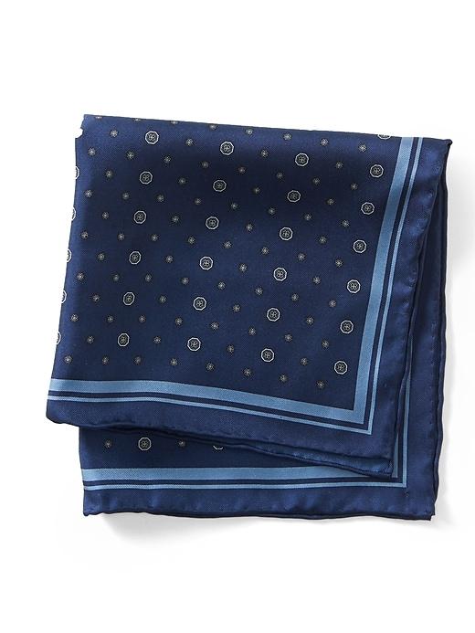 Banana Republic Mens Foulard Silk Pocket Square Navy Star Size One Size