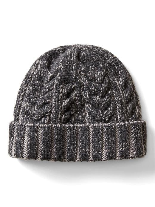 Banana Republic Mens Plaited Cable Beanie - Gray