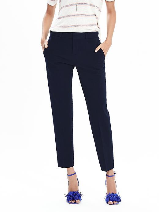 Banana Republic Avery Fit Seersucker Crop Size 0 Petite - Preppy Navy