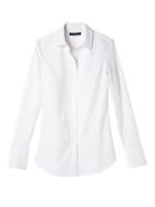 Banana Republic Womens Petite Riley Tailored-fit Super-stretch Shirt Stain-resistant White Size 2