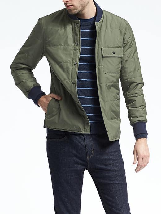 Banana Republic Mens Reversible Shirt Jacket - Heritage Green