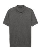 Banana Republic Mens Silk-linen Sweater Polo Shirt Rock Gray Size S