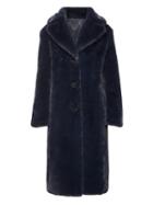 Banana Republic Womens Faux Fur Long Coat Navy Blue Size Xs