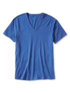 Banana Republic Mens Soft Wash Vee Tee Size L - Cascade Blue