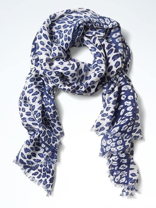 Banana Republic Stripe Leopard Scarf - Navy Star