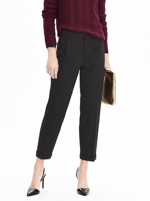 Banana Republic Womens Jacquard Pleated Crop Pant Size 0 Regular - Black Jacquard