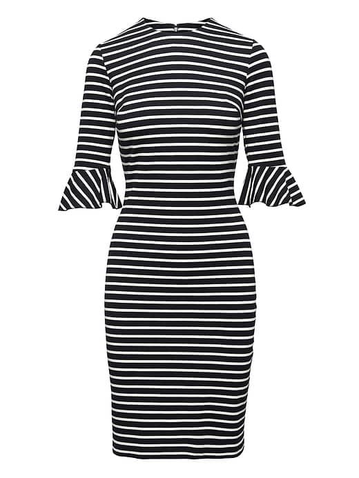 Banana Republic Womens Stripe Ponte Flutter-sleeve Sheath Dress Bold Blue Stripe Size 10