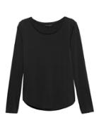 Banana Republic Womens Sandwash Modal Scoop-neck T-shirt Black Size Xl