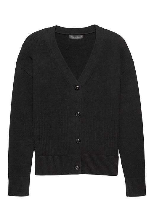 Banana Republic Womens Supersoft Cotton Blend Boyfriend Cardigan Sweater Black Size Xl