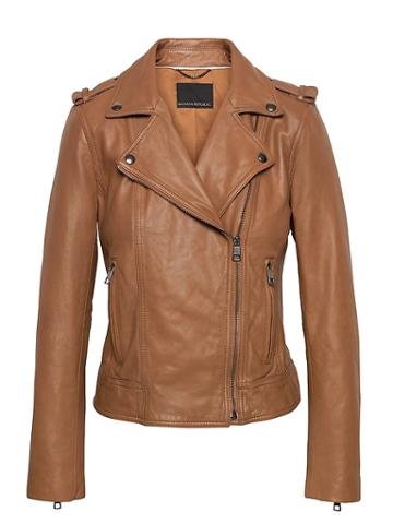 Banana Republic Womens Classic Leather Moto Jacket Caramel Size Xs