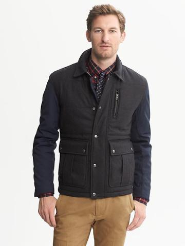 Banana Republic Wool/nylon Three Pocket Jacket - Charcoal