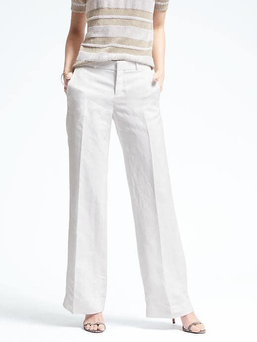 Banana Republic Womens White Linen Blend Wide Leg Pant - White