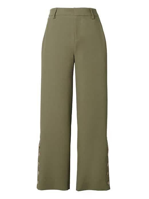 Banana Republic Womens Blake Fit Button Split Crop Pant - Seaweed