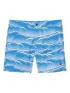 Banana Republic Mens Retromarine   Yoshino Japanese Waves Printed Swim Short Cerulean Blue Size 34w