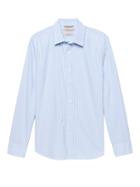 Banana Republic Mens Heritage Grant Slim-fit Italian Cotton Shirt Light Blue Stripe Size S