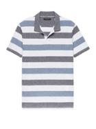 Banana Republic Mens Luxury-touch Stripe Polo Shirt Blue & Navy Stripe Size M