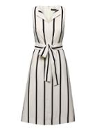 Banana Republic Womens Petite Stripe Square-neck Fit-and-flare Dress White Size 2