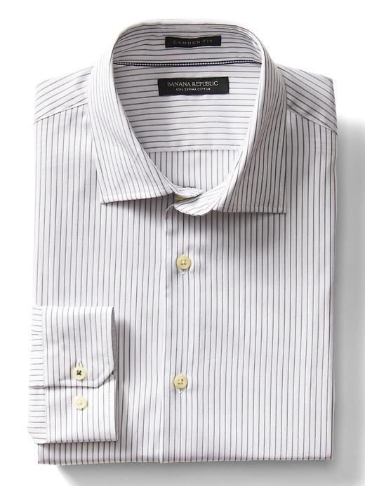 Banana Republic Mens Camden Fit Stripe Supima Cotton Shirt - Black