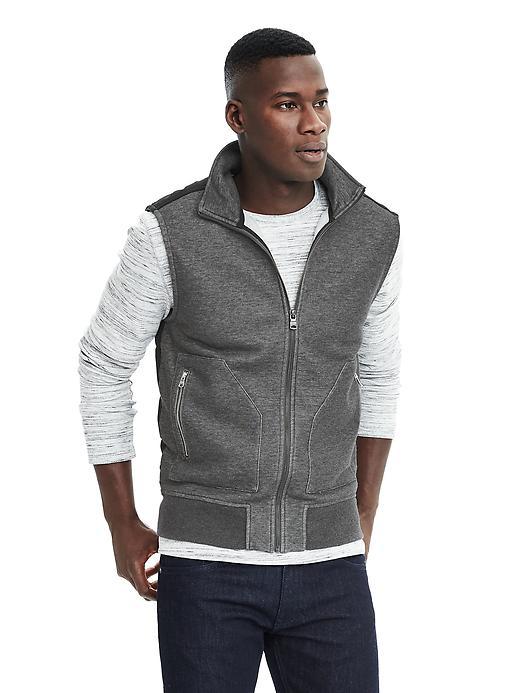 Banana Republic Mens Full Zip Fleece Vest - Dark Gray