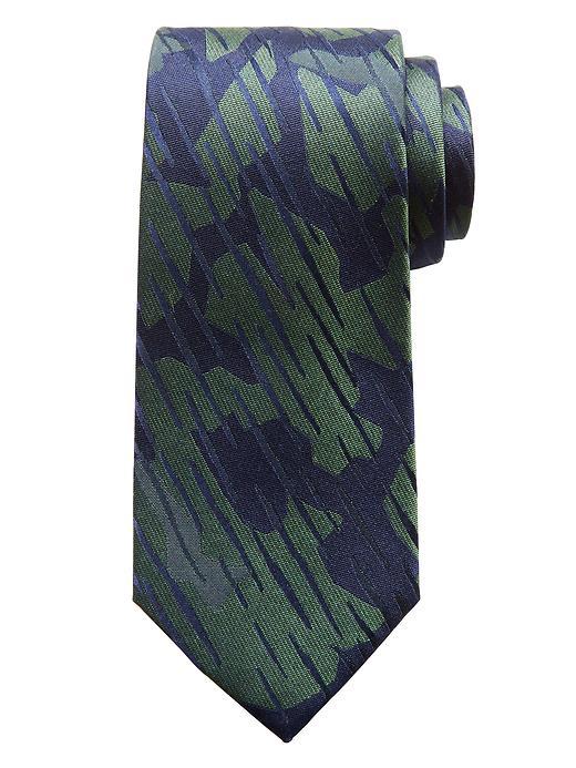 Banana Republic Mens Camo Silk Tie Size One Size - Green
