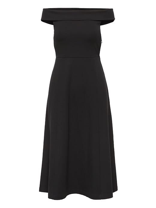 Banana Republic Womens Ponte Off-the-shoulder Dress Black Size 8