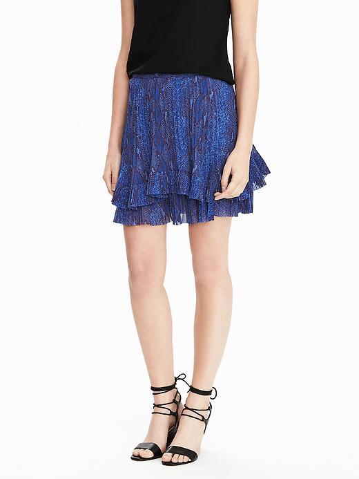 Banana Republic Womens Tiered Ruffle Mini Skirt Size 0 - Blue Dusk