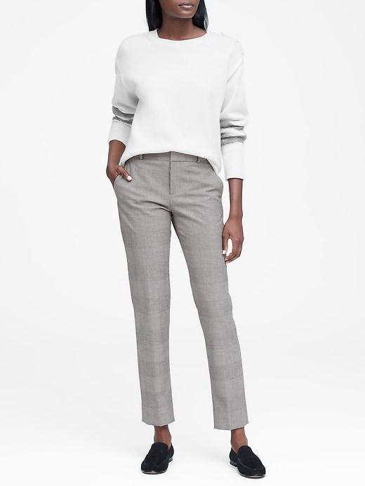 Banana Republic Womens Ryan Slim Straight-fit Plaid Pant Black, White & Green Plaid Size 6