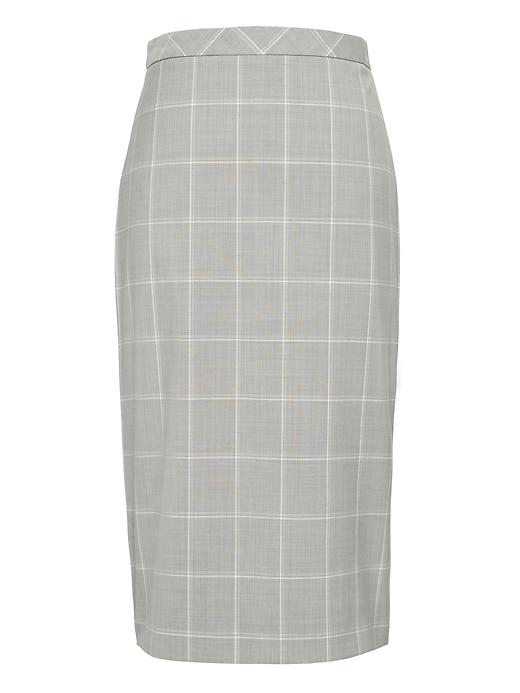 Banana Republic Womens Machine-washable Italian Wool Blend Pencil Skirt With Side Slit Light Gray & White Size 0
