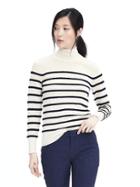 Banana Republic Womens Ottoman Striped Mock Tee Neck Top - Cocoon