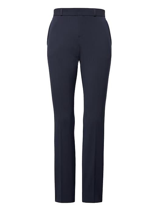 Banana Republic Womens Petite Ryan Slim Straight-fit Machine-washable Italian Wool Pant Navy Size 0