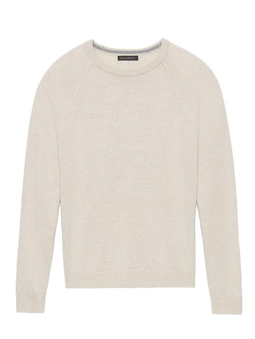 Banana Republic Mens Italian Merino Crew Sweater-neck Raglan Sweater Natural Size L